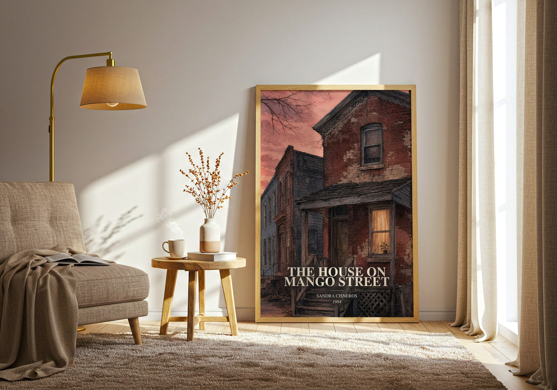 The House on Mango Street watercolour print in frame leaning in hallway – coming of age wall art