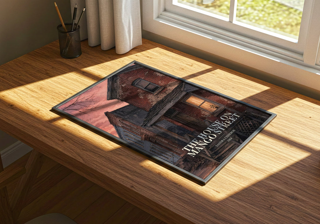 The House on Mango Street watercolour book poster framed on wall – coming of age wall art