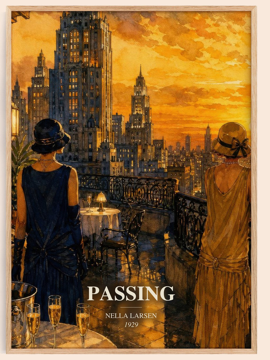 Passing watercolour book poster by Nella Larsen – framed literary art print