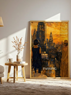Passing watercolour print in frame leaning in hallway – literary fiction wall art