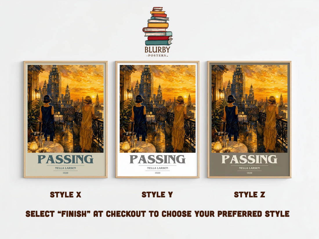 Passing book cover print framed by window – literary home decor