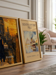 Passing watercolour print framed by window – literary home decor