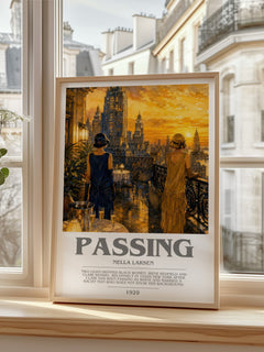 Passing bookish print in frame leaning in hallway – literary fiction wall art