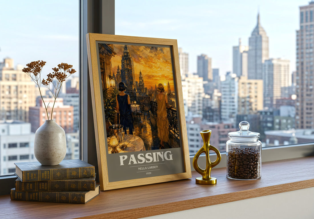 Passing book cover poster colour and style options – Nella Larsen book art