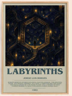 Labyrinths bookish book poster by Jorge Luis Borges – framed literary art print