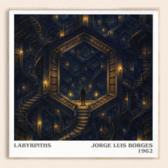 Labyrinths literary book poster by Jorge Luis Borges – framed literary art print