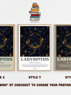 Labyrinths bookish print framed by window – literary home decor