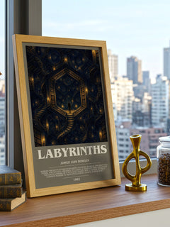 Labyrinths bookish poster colour and style options – Jorge Luis Borges book art