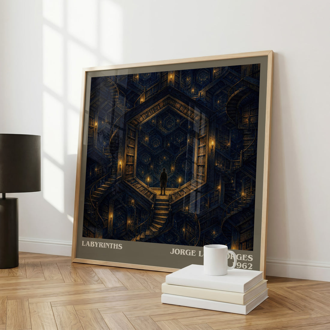 Labyrinths literary art print colour and style options – Jorge Luis Borges book art