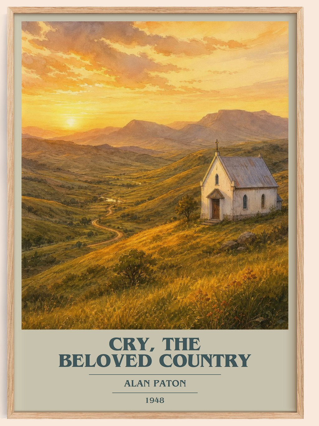 Cry, the Beloved Country book cover book poster by Alan Paton – framed literary art print