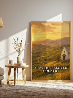 Cry, the Beloved Country watercolour print in frame leaning in hallway – historical fiction wall art