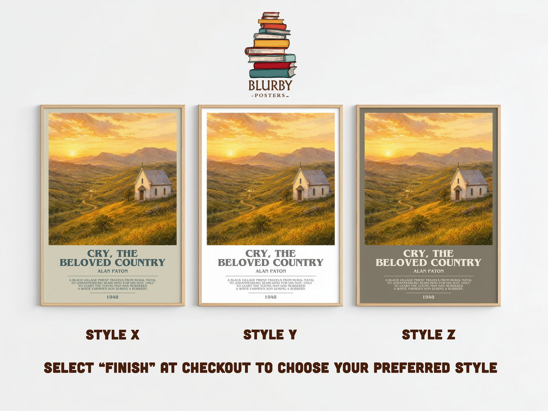 Cry, the Beloved Country bookish print framed by window – literary home decor