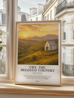 Cry, the Beloved Country bookish print in frame leaning in hallway – historical fiction wall art