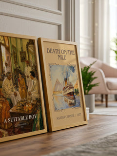 A Suitable Boy watercolour print framed by window – literary home decor