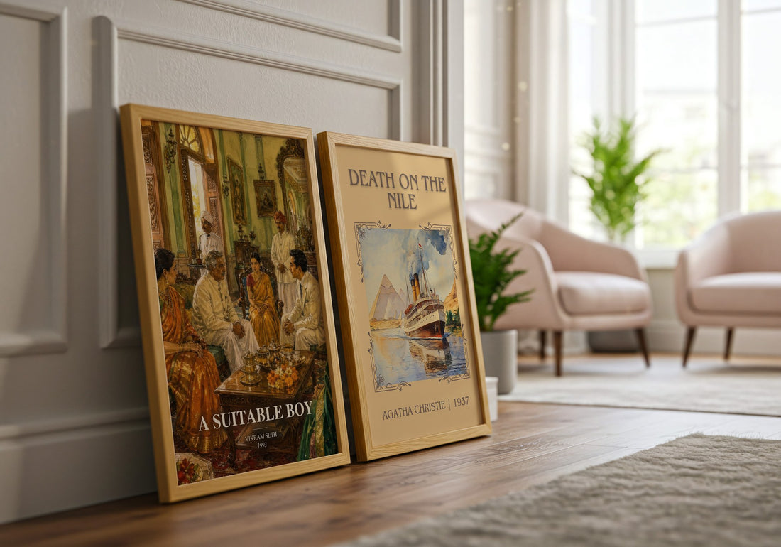 A Suitable Boy watercolour print framed by window – literary home decor