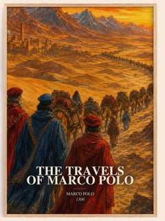 The Travels of Marco Polo watercolour book poster by Marco Polo – framed literary art print