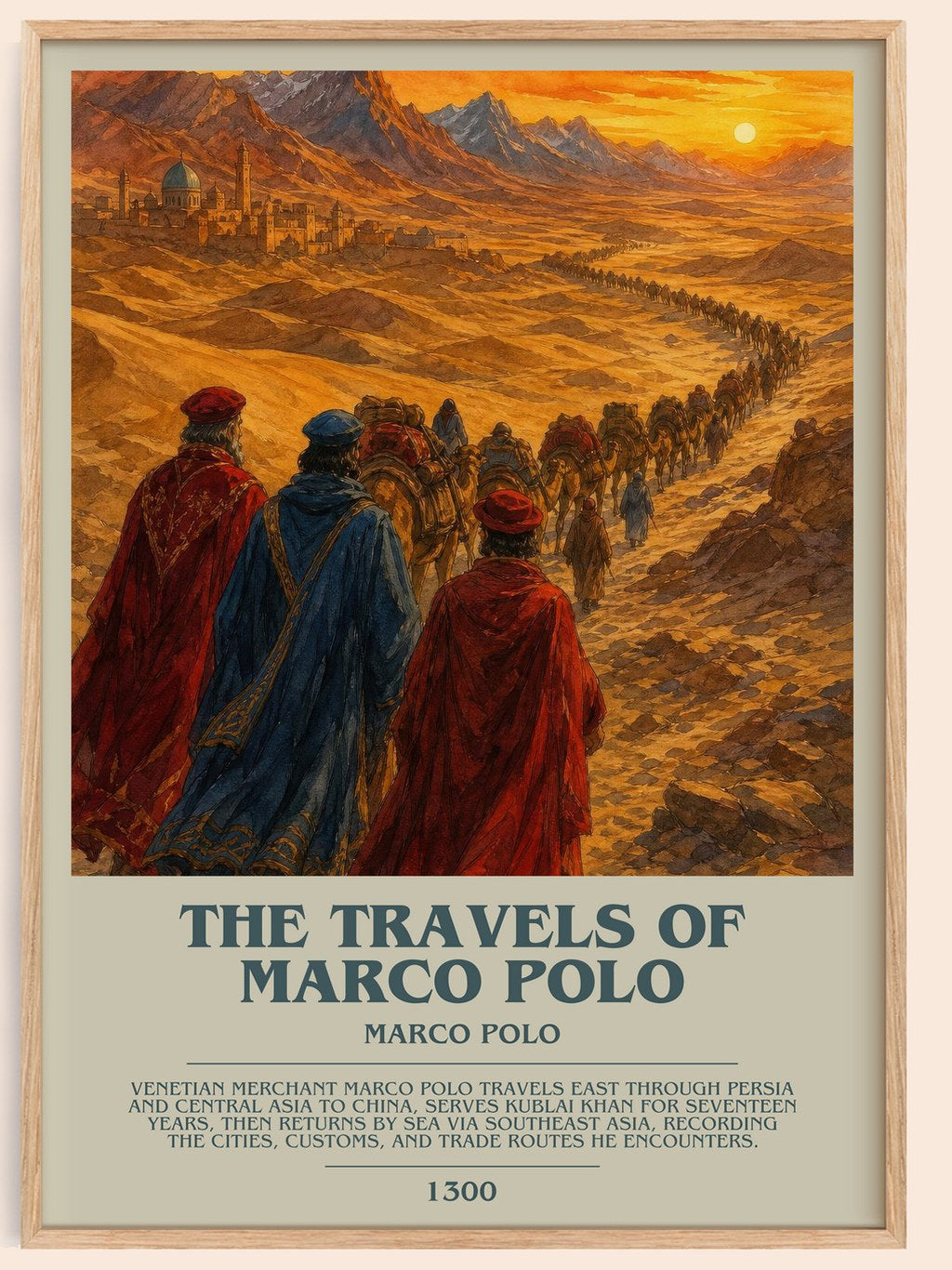 The Travels of Marco Polo bookish book poster by Marco Polo – framed literary art print