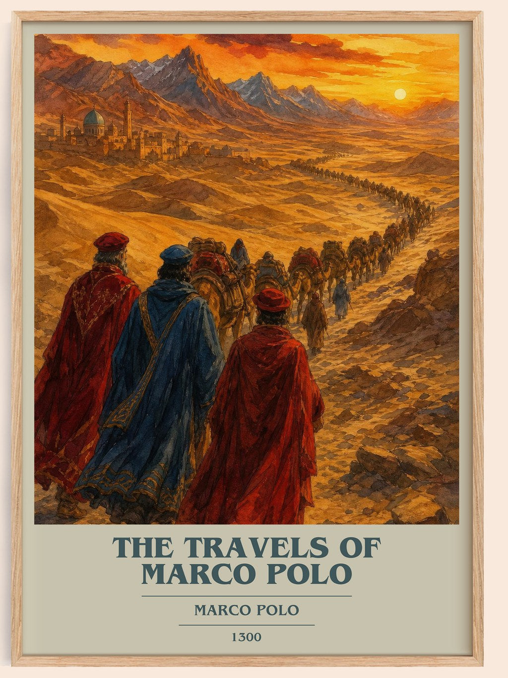 The Travels of Marco Polo book cover book poster by Marco Polo – framed literary art print