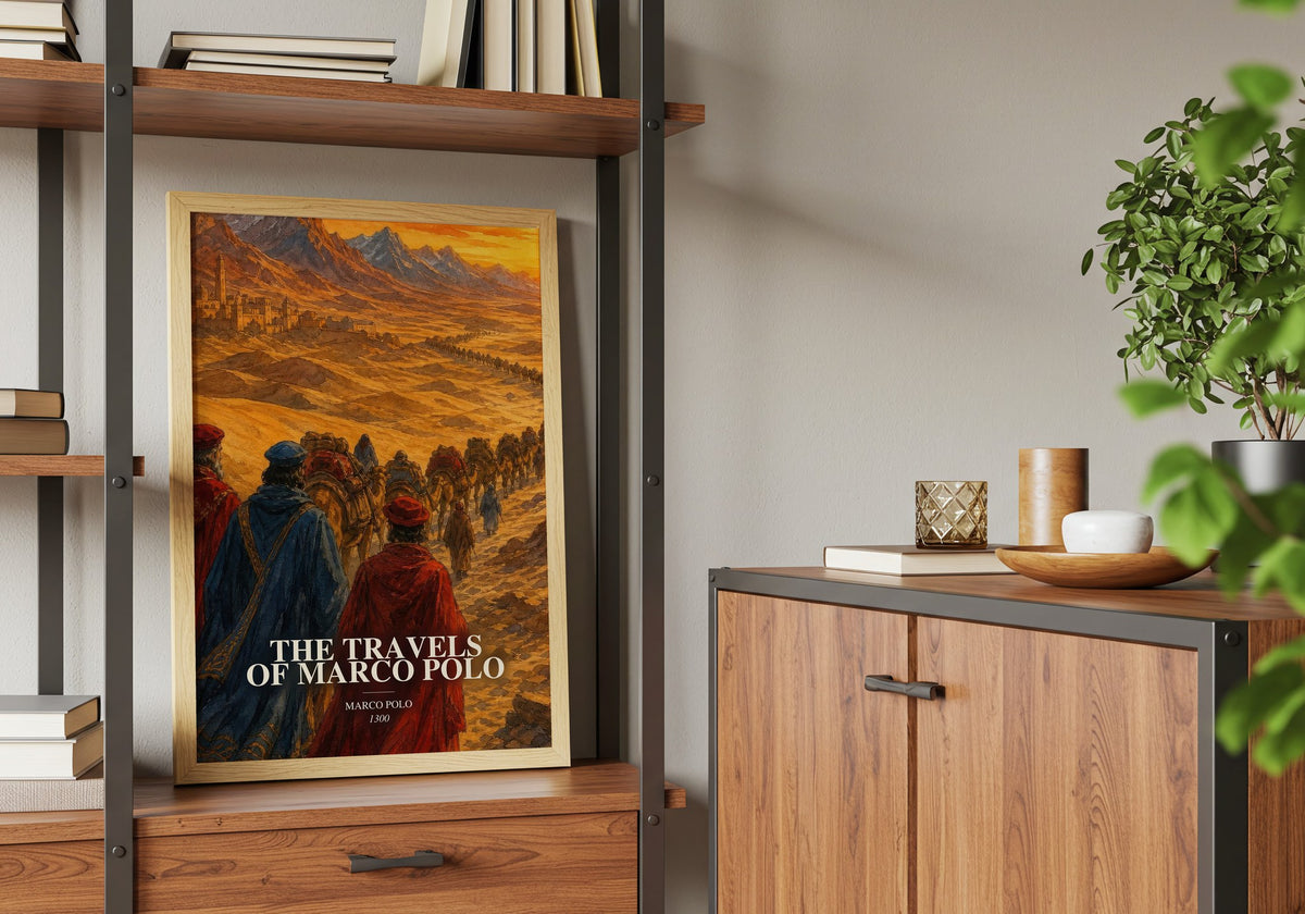 The Travels of Marco Polo book watercolour illustration paper finish options – matte satin gloss