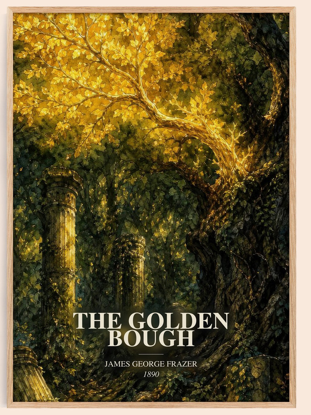 The Golden Bough watercolour book poster by James George Frazer – framed literary art print