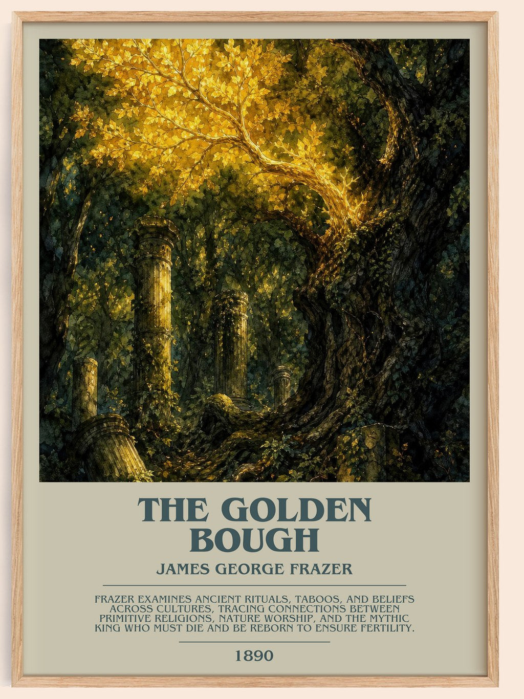 The Golden Bough bookish book poster by James George Frazer – framed literary art print