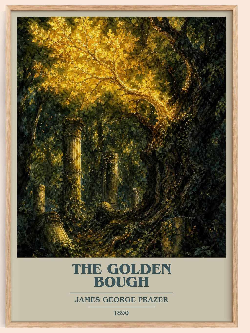 The Golden Bough book cover book poster by James George Frazer – framed literary art print