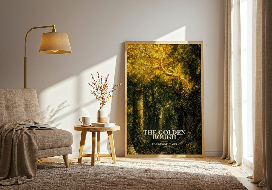 The Golden Bough watercolour print in frame leaning in hallway – __new__:mythology wall art