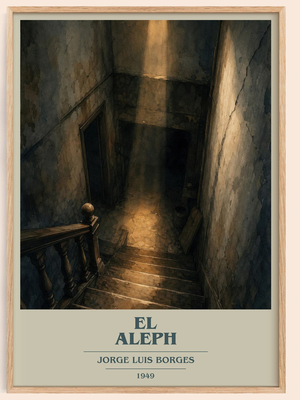 El Aleph book cover book poster by Jorge Luis Borges – framed literary art print