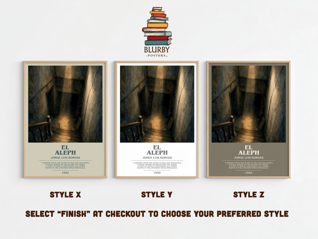 El Aleph bookish print framed by window – literary home decor