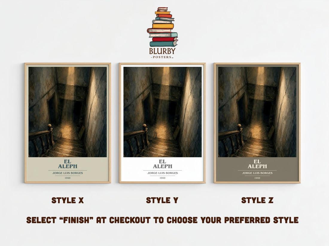El Aleph book cover print framed by window – literary home decor