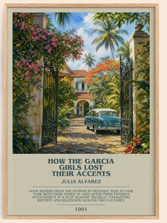 How the Garcia Girls Lost Their Accents bookish book poster by Julia Alvarez – framed literary art print