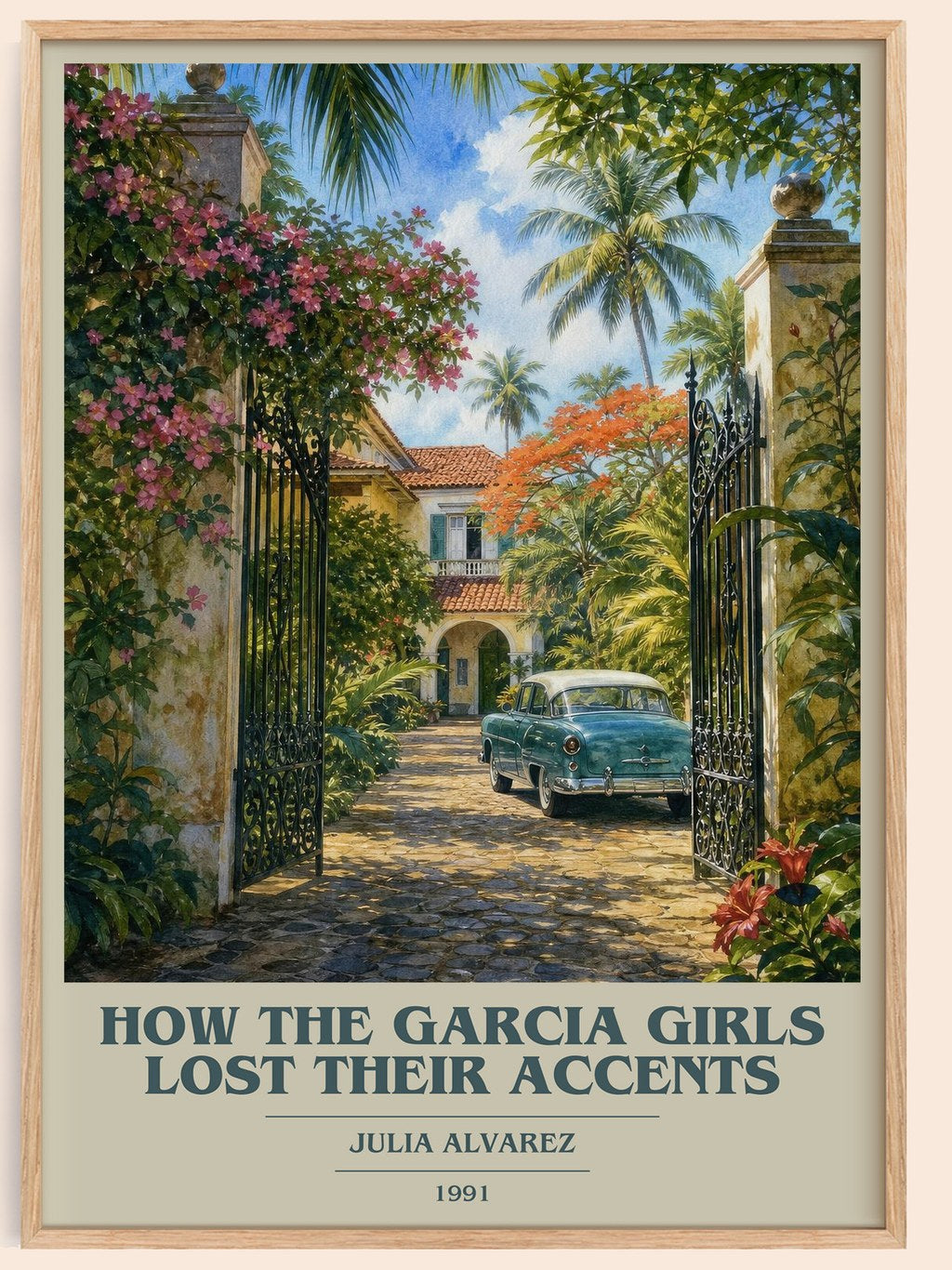 How the Garcia Girls Lost Their Accents book cover book poster by Julia Alvarez – framed literary art print