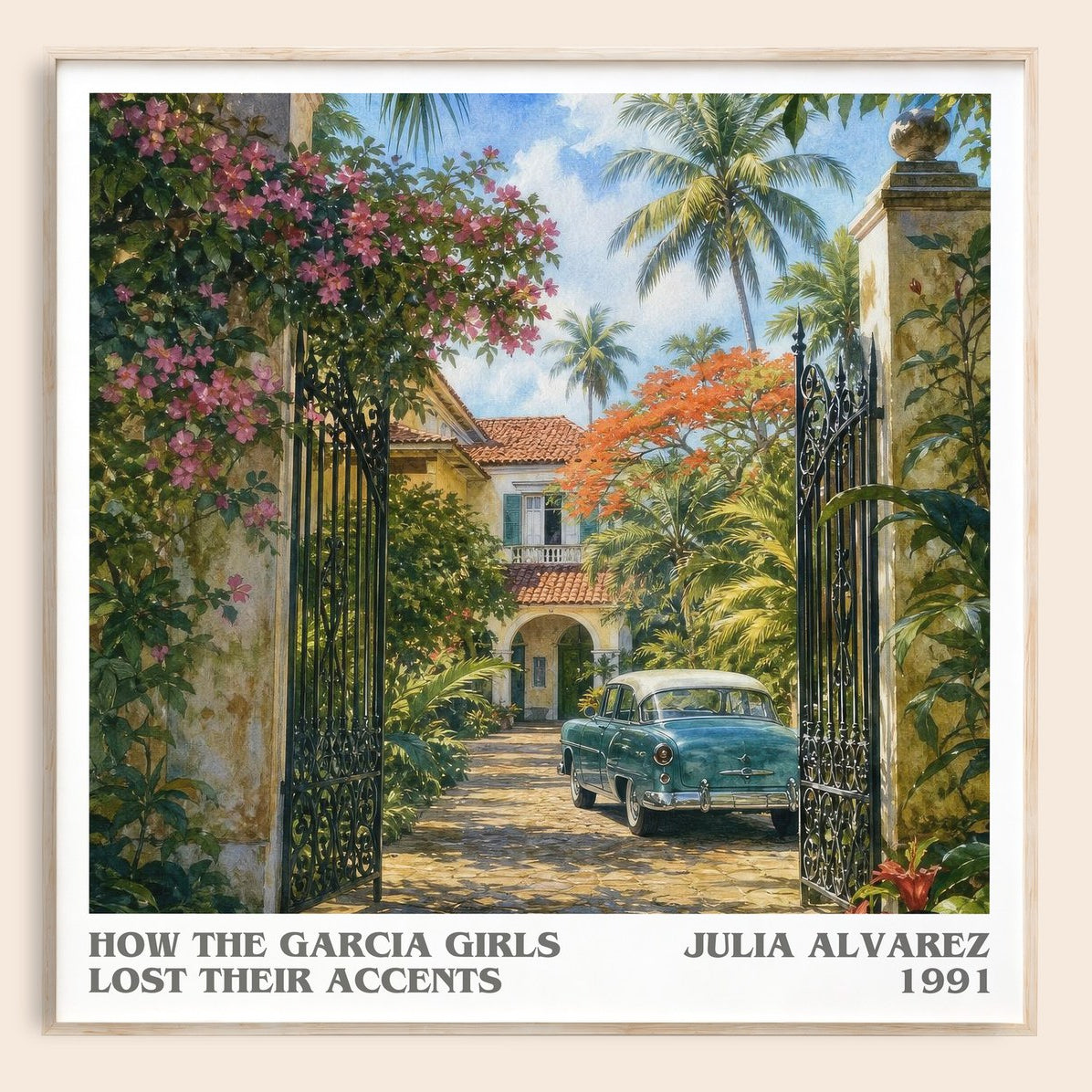 How the Garcia Girls Lost Their Accents literary book poster by Julia Alvarez – framed literary art print