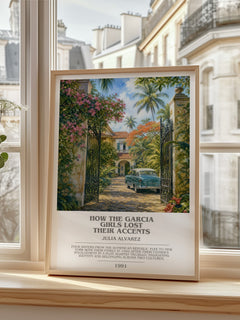 How the Garcia Girls Lost Their Accents bookish print in frame leaning in hallway – contemporary fiction wall art