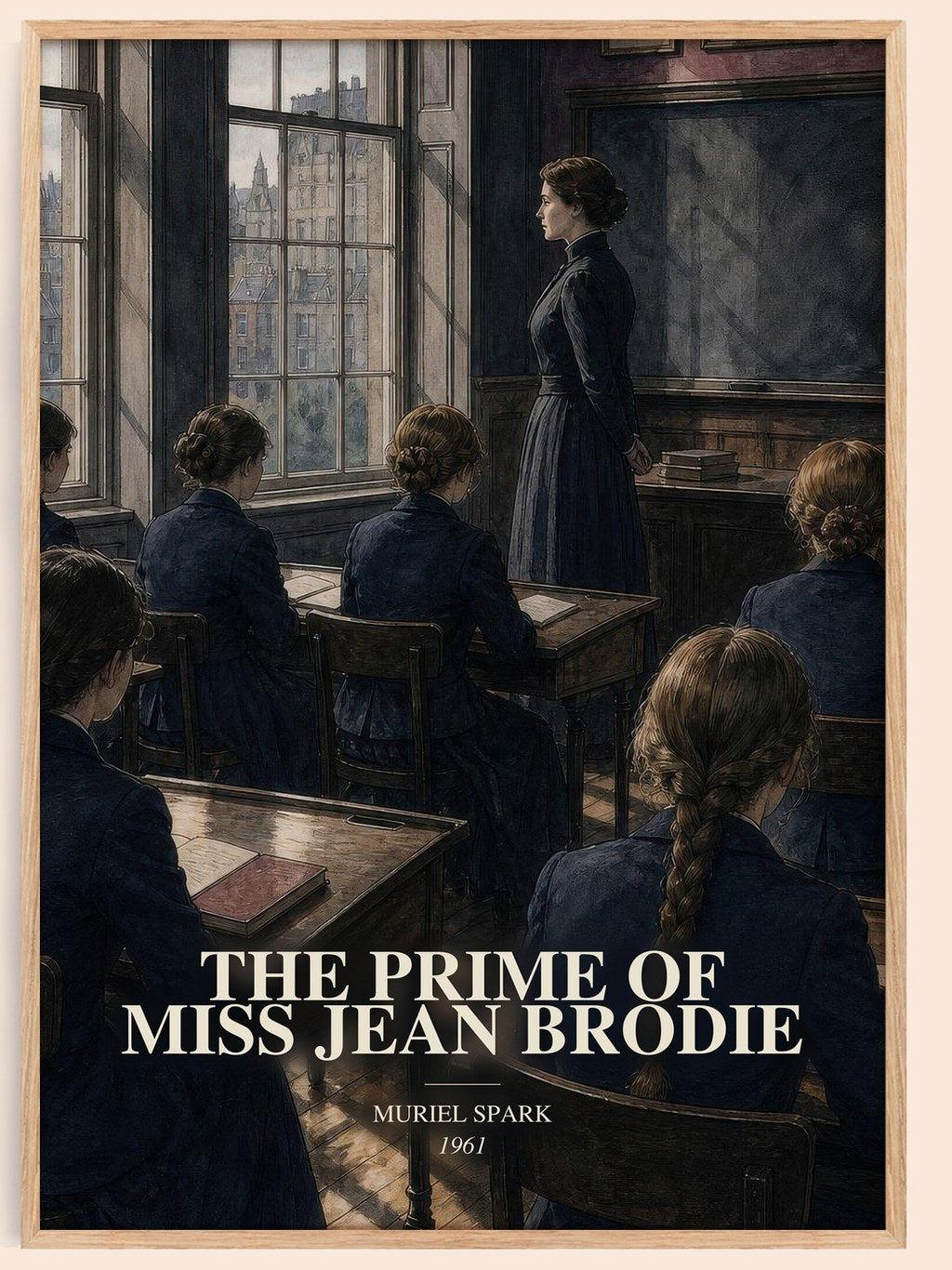The Prime of Miss Jean Brodie watercolour book poster by Muriel Spark – framed literary art print