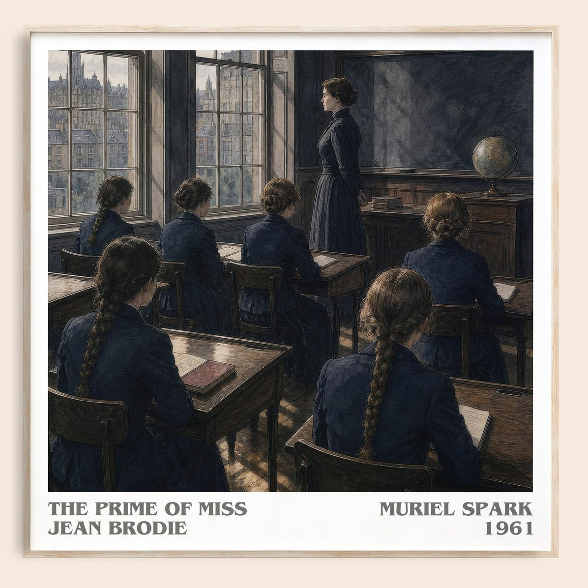 The Prime of Miss Jean Brodie literary book poster by Muriel Spark – framed literary art print