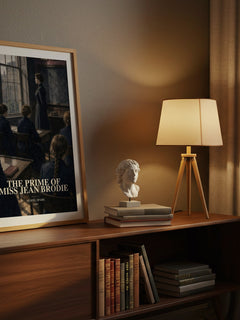 The Prime of Miss Jean Brodie watercolour print on bookshelf – Muriel Spark fan gift