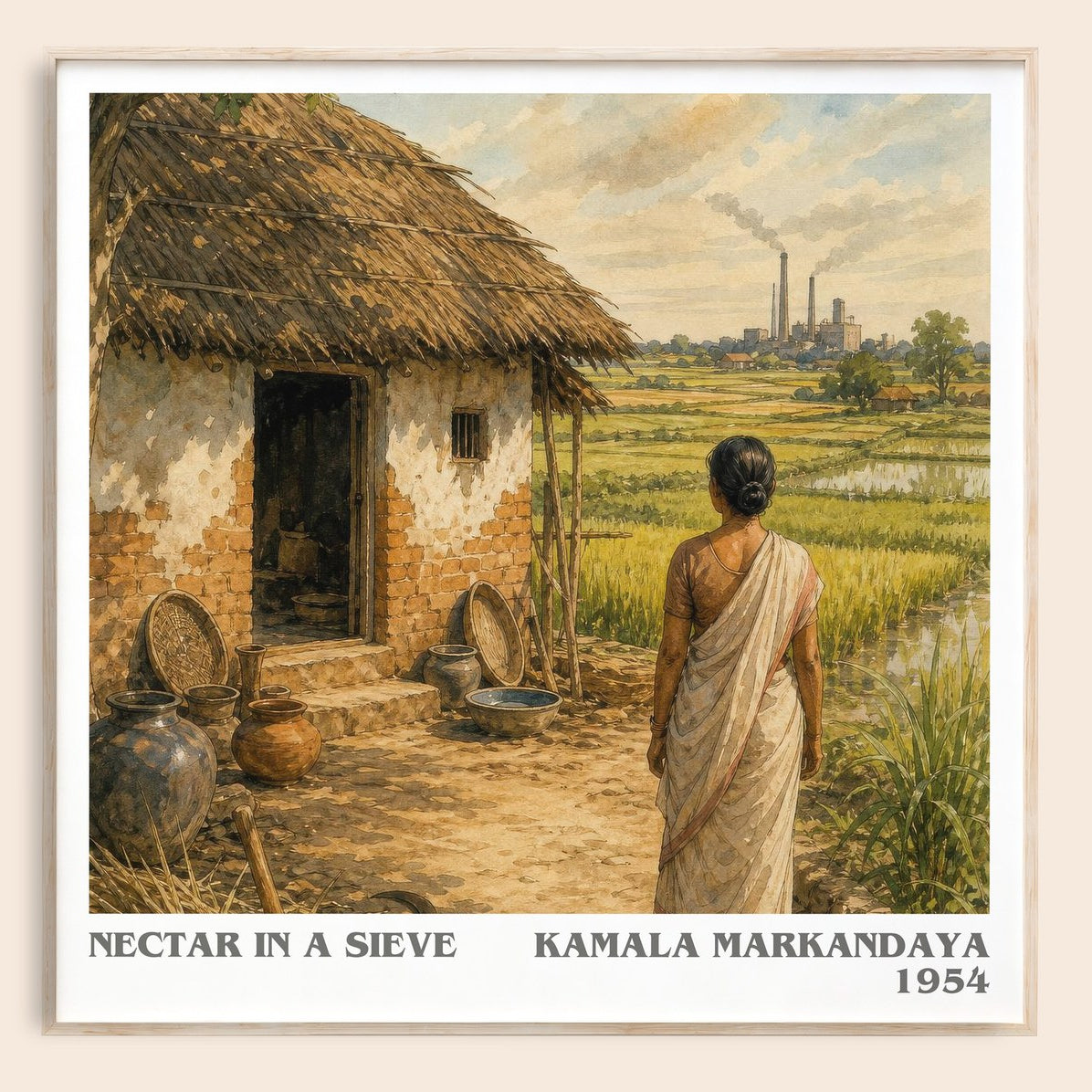 Nectar in a Sieve literary book poster by Kamala Markandaya – framed literary art print