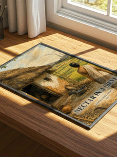 Nectar in a Sieve watercolour book poster framed on wall – literary fiction wall art
