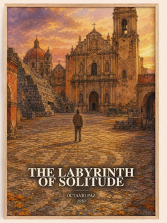 The Labyrinth of Solitude watercolour book poster by Octavio Paz – framed literary art print