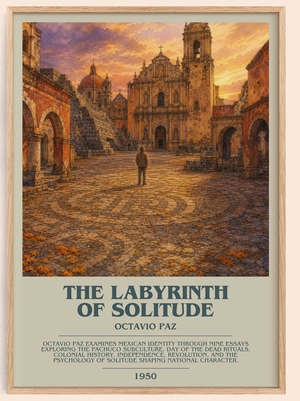 The Labyrinth of Solitude bookish book poster by Octavio Paz – framed literary art print