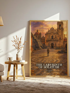 The Labyrinth of Solitude watercolour print in frame leaning in hallway – philosophy wall art