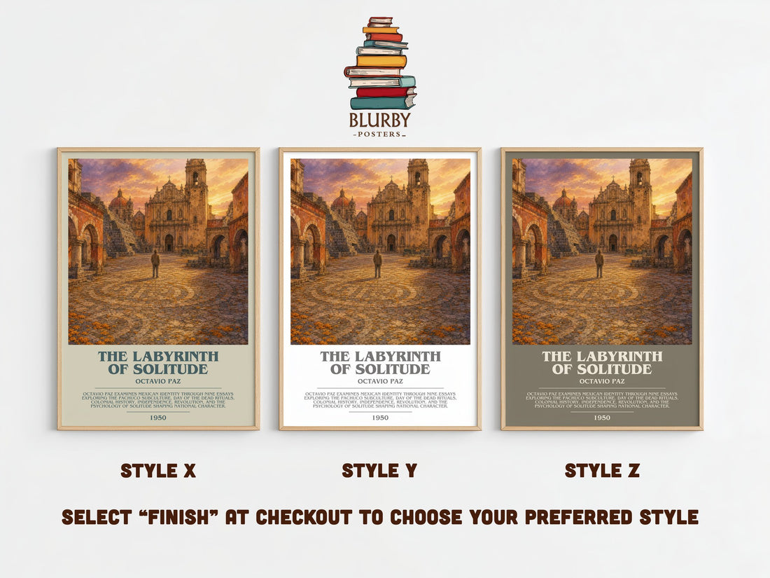 The Labyrinth of Solitude bookish print framed by window – literary home decor