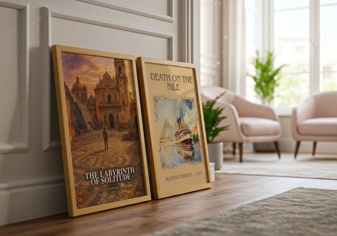 The Labyrinth of Solitude watercolour print framed by window – literary home decor
