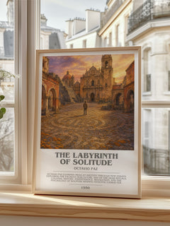 The Labyrinth of Solitude bookish print in frame leaning in hallway – philosophy wall art