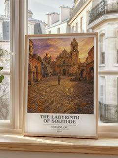 The Labyrinth of Solitude book cover print in frame leaning in hallway – philosophy wall art