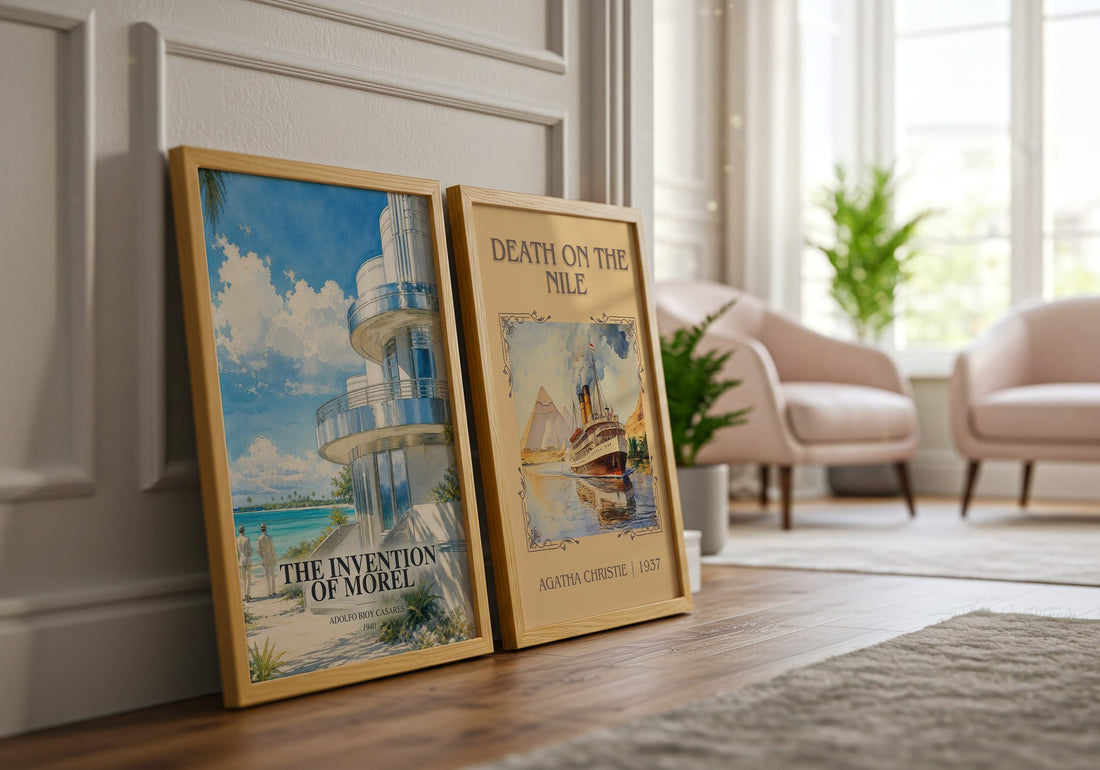 The Invention Of Morel watercolour print framed by window – literary home decor