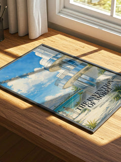 The Invention Of Morel watercolour book poster framed on wall – literary fiction wall art