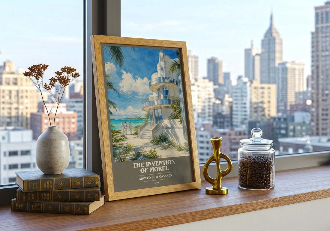 The Invention Of Morel book cover poster colour and style options – Adolfo Bioy Casares book art
