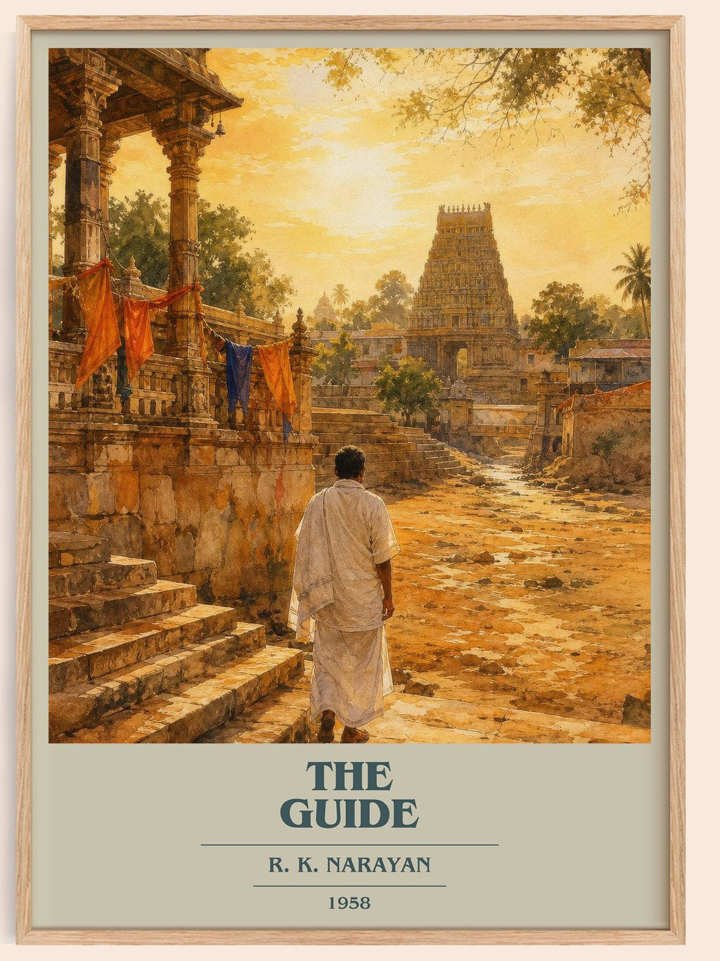 The Guide book cover book poster by R. K. Narayan – framed literary art print
